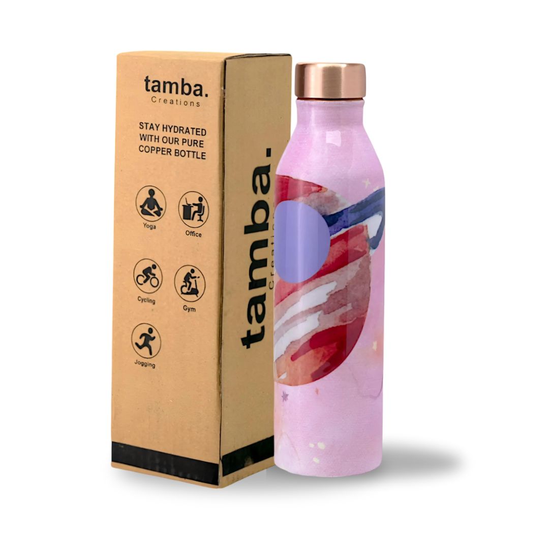 š Abstract Saturn Design ā Pure Copper Water Bottle (1 Litre, Leak-Proof)