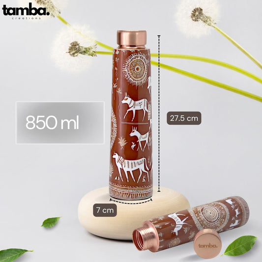 Mandala Traditional Design Pure Copper Water Bottle β 850ml | Tamba Creation