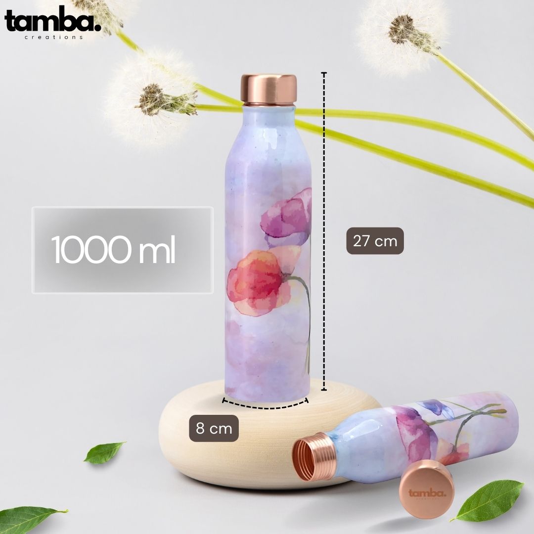 πΈ Handcrafted Floral Copper Bottle β Elegant Design (1 Litre)