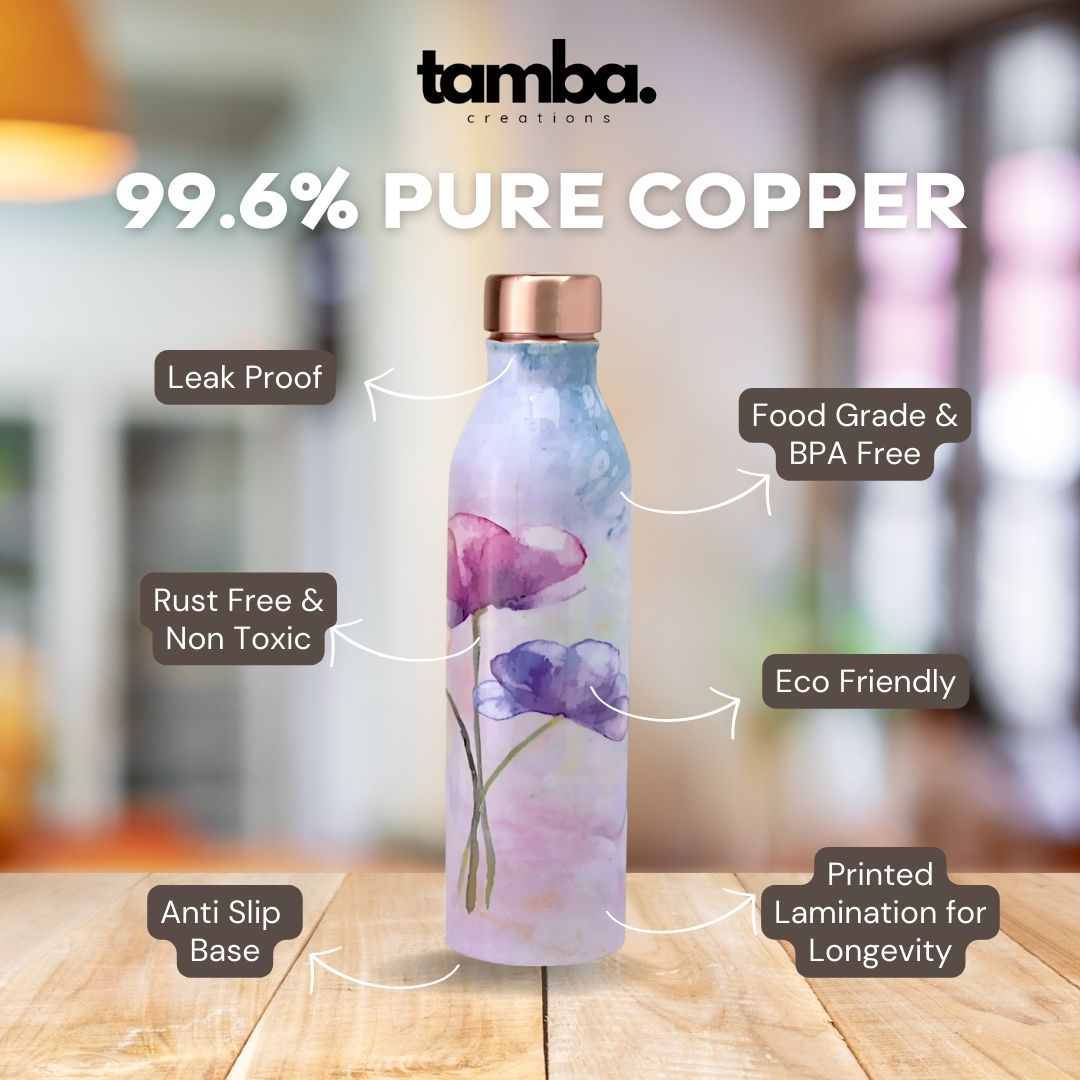 πΈ Handcrafted Floral Copper Bottle β Elegant Design (1 Litre)