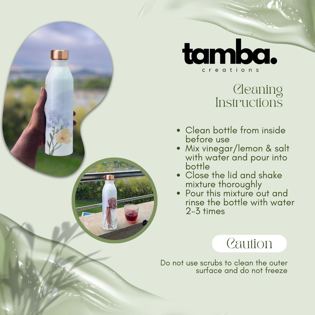Women Portrait Design Pure Copper Water Bottle – 1 Litre | Tamba Creations