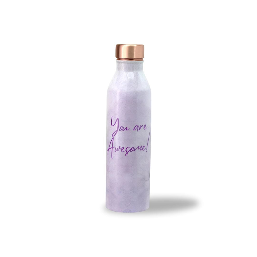 “You Are Awesome” Design Pure Copper Water Bottle – 1 Litre | Purple Variants | Tamba Creations
