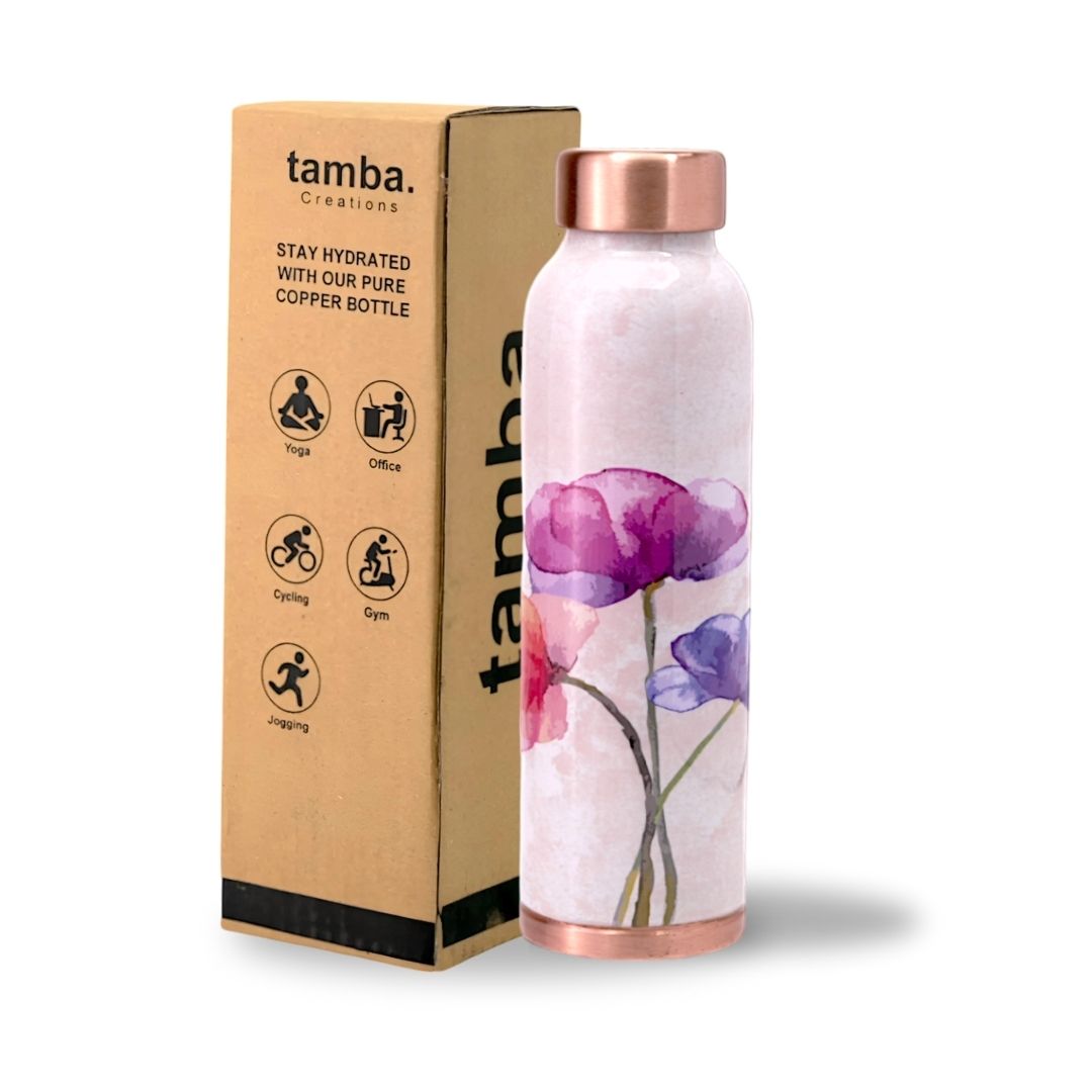 Trio Floral Design Pure Copper Water Bottle – 900ml | Tamba Creations