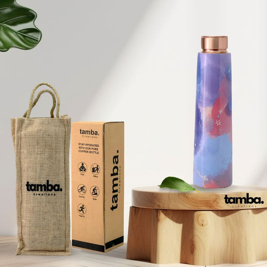 Abstract Watercolor Pattern Pure Copper Water Bottle – 850ml | Tamba Creations