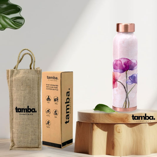 Trio Floral Design Pure Copper Water Bottle – 900ml | Tamba Creations