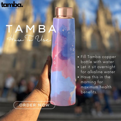 Abstract Watercolor Pattern Pure Copper Water Bottle – 850ml | Tamba Creations