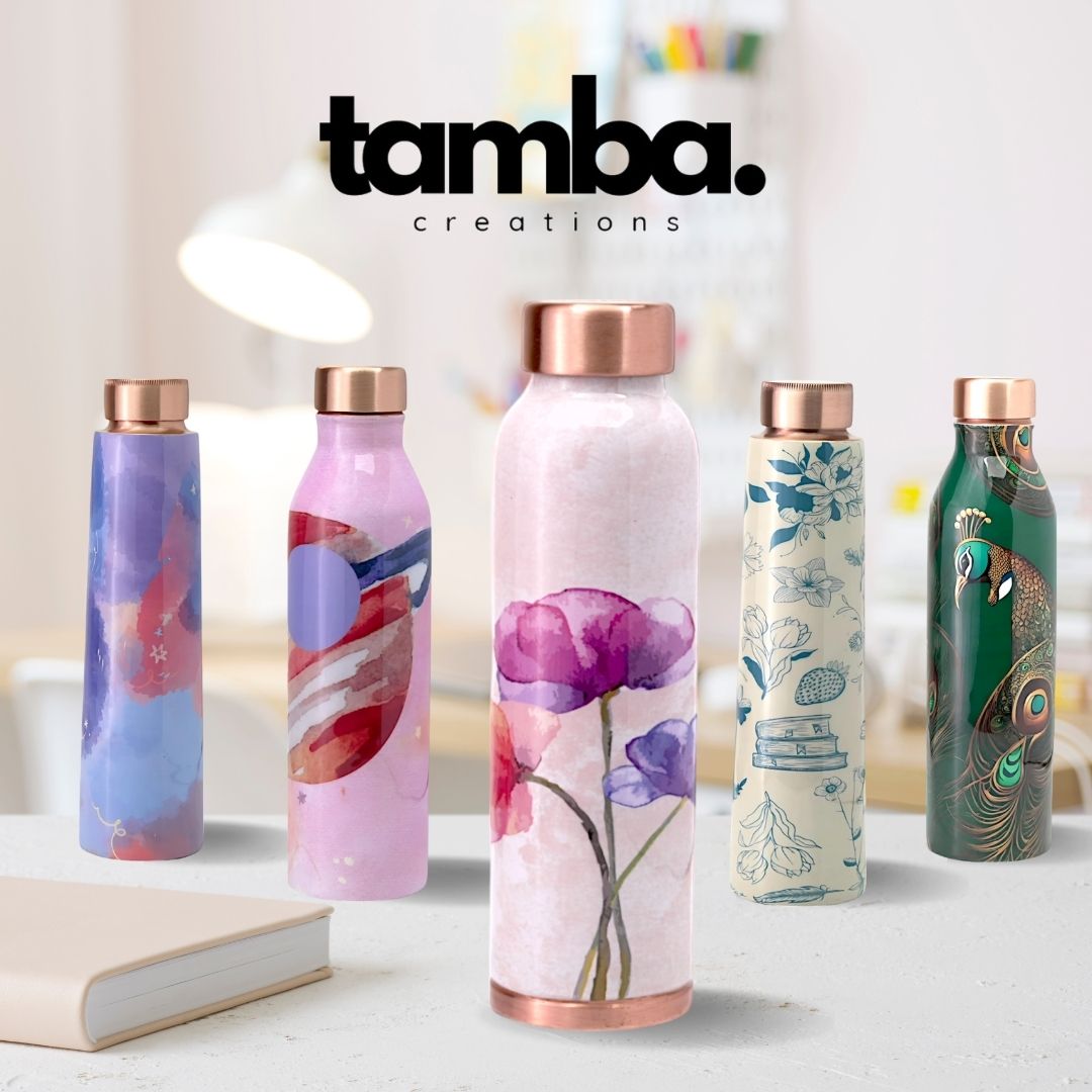 Trio Floral Design Pure Copper Water Bottle – 900ml | Tamba Creations