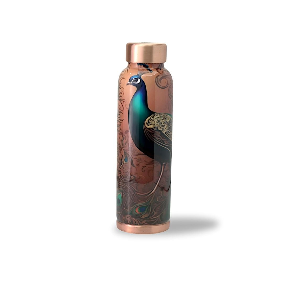 Peacock Design Pure Copper Water Bottle – 900ml | Tamba Creations