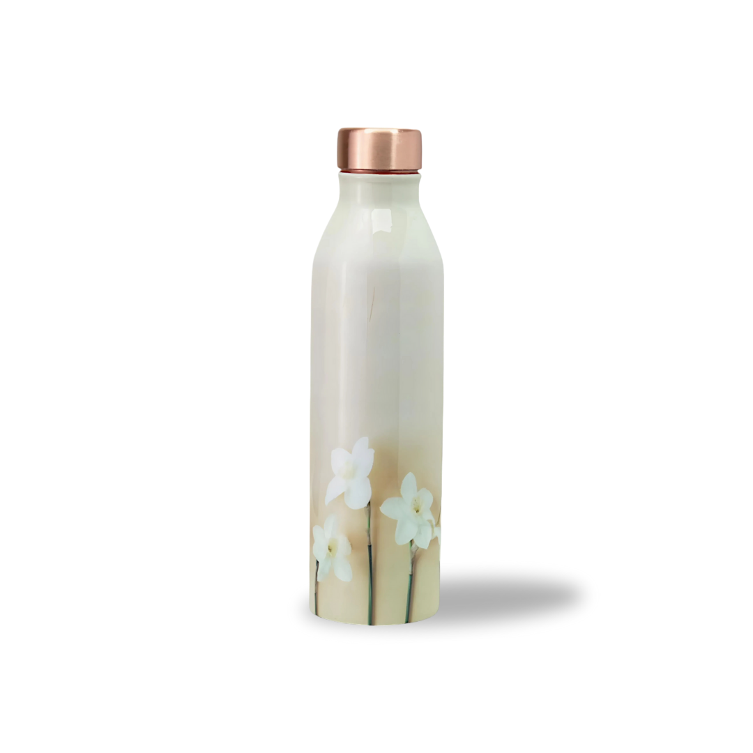 TAMBA CREATIONS Copper Water Bottle-Minimalistic Floral Design | Stylish BPA-Free Drinkware, Rust-Proof & Eco-Friendly | Ideal for Home, Office, Gym | Unique Special Occasion Gift (1L, Pack of 1)
