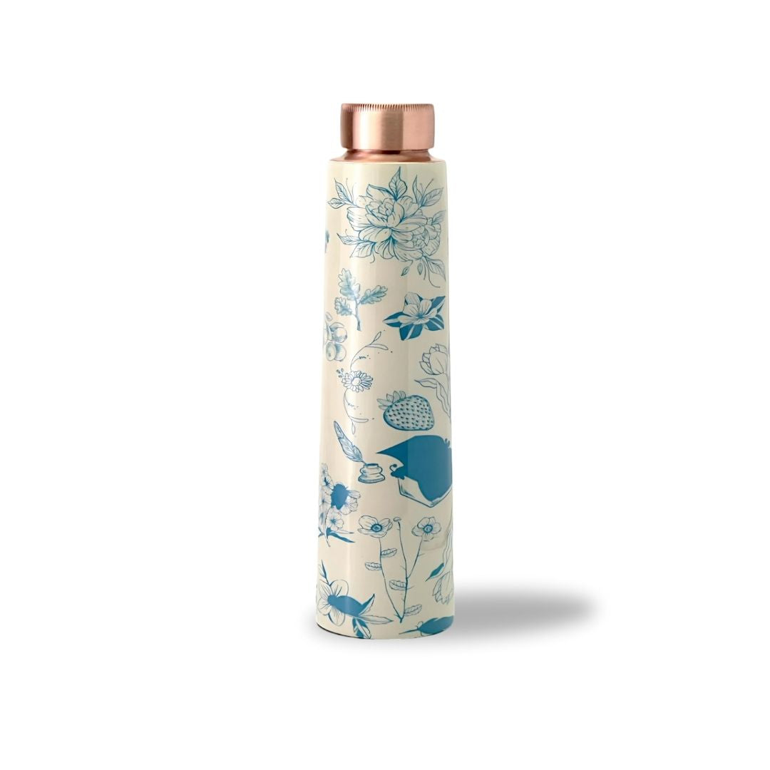 Flower Design Pure Copper Water Bottle – 850ml | Tamba Creations