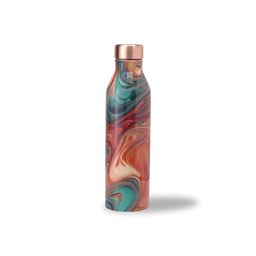 🎨 Swirl Marble Design – Premium Pure Copper Water Bottle (1 Litre, Leak-Proof)