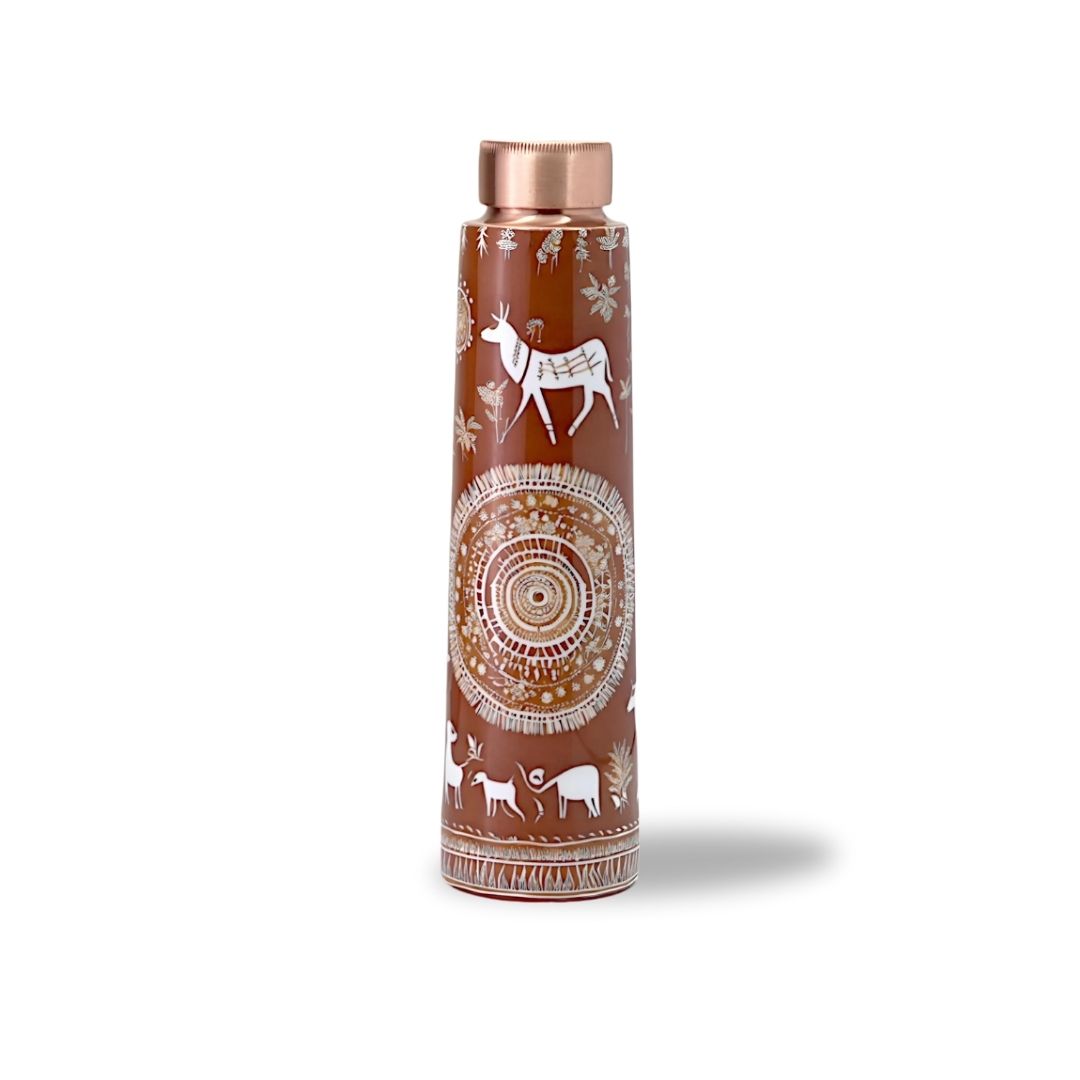 Mandala Traditional Design Pure Copper Water Bottle – 850ml | Tamba Creation